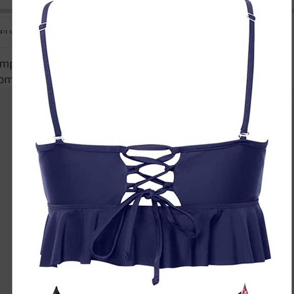 Women’s Flutter Swim Top. Navy Blue. Large - Picture 2 of 8